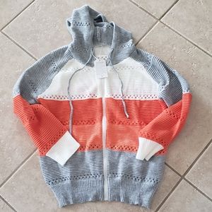 NWT Color Block Zip-Up Hoodie Sweater